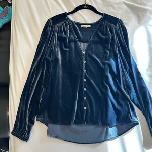 Faherty Midnight Blue Velvet Button Down Shirt